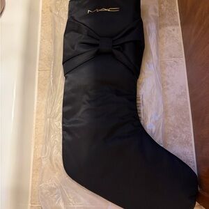 Black MAC Cosmetic Satin Storage Stocking with Bow